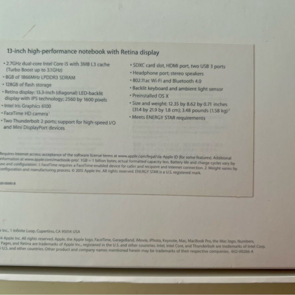 Apple MacBook Pro 13 Box With Original Charger Adapter Never Used - Picture 3 of 14